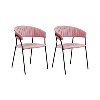 Beliani Lot de 2 chaises en Velours Glamour MARIPOSA  