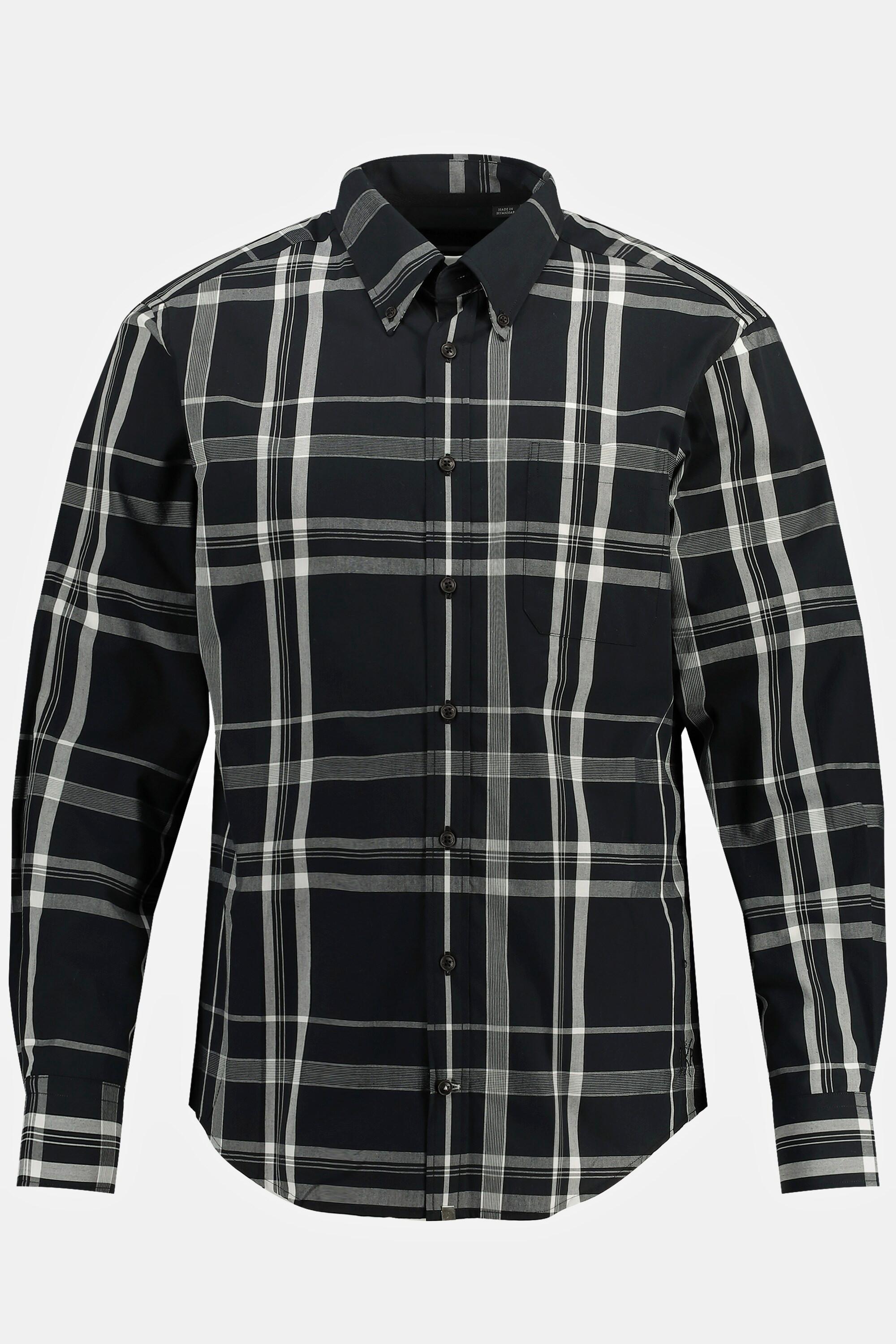 JP1880  Camicia a quadri dalla vestibilità moderna con maniche lunghe e colletto button-down, fino alla tg. 8XL 