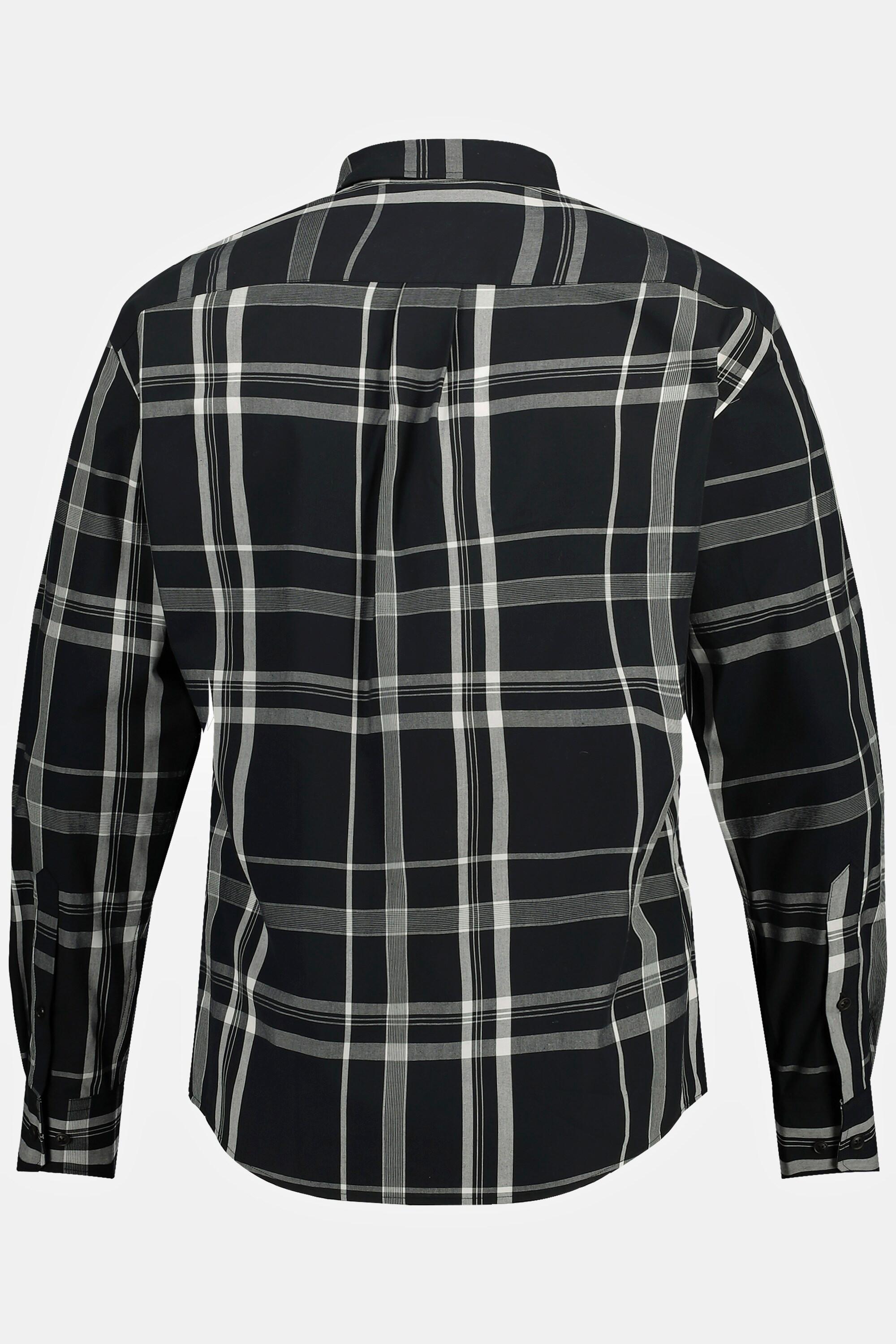 JP1880  Camicia a quadri dalla vestibilità moderna con maniche lunghe e colletto button-down, fino alla tg. 8XL 