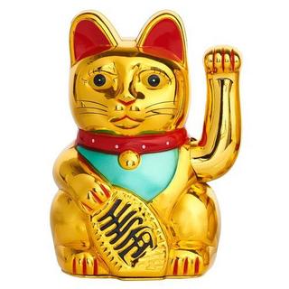 Geschenkidee Japanische Winkekatze 17.5cm gold glanz  