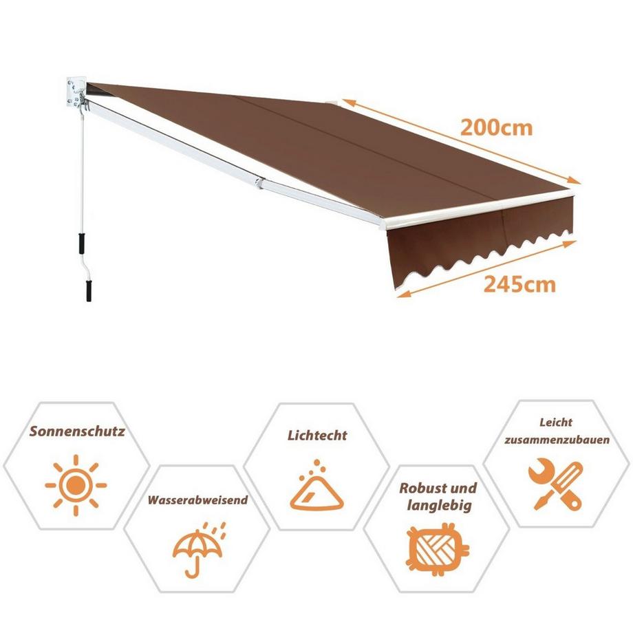 Northix Einziehbare Markise mit Kurbel  