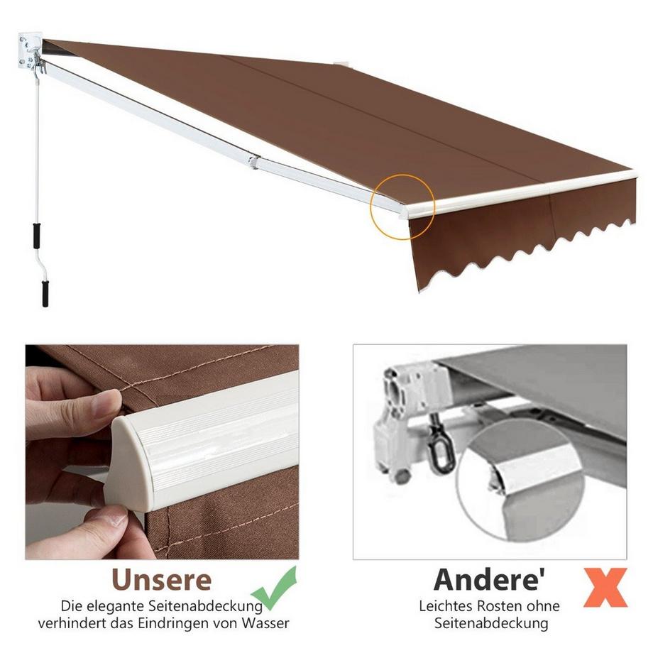 Northix Einziehbare Markise mit Kurbel  