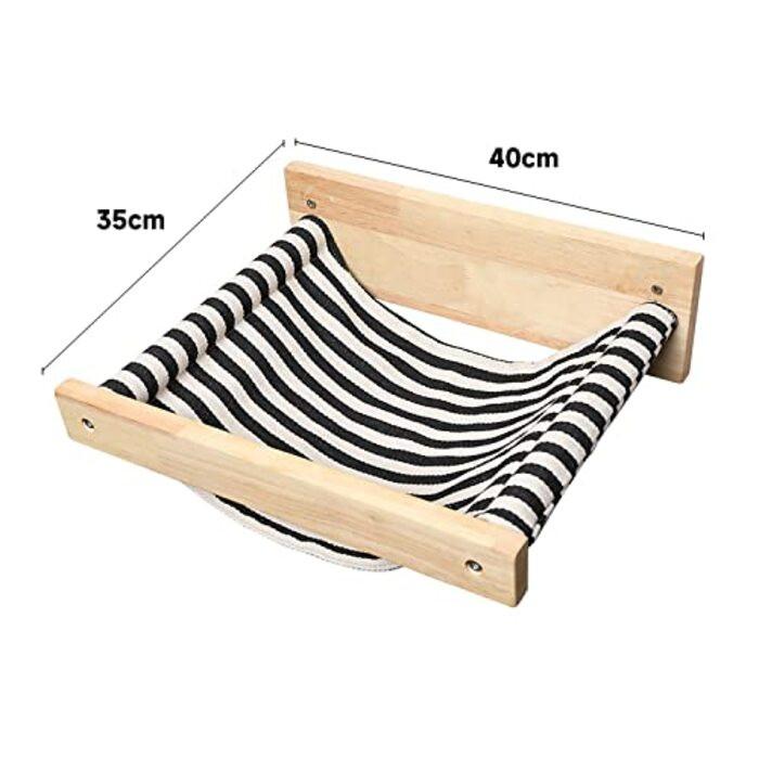 Alopini  Mur de hamac pour chat, Grande étagère pour chat pour montage mural, en bois d'hévéa massif, Lit pour chat moderne pour dormir, jouer et se prélasser 