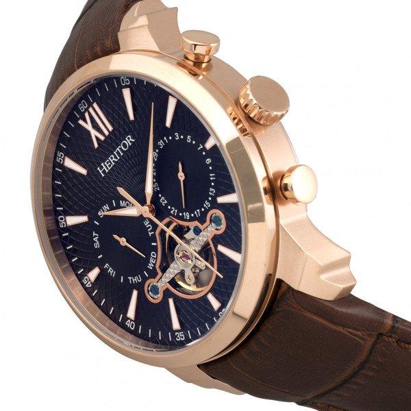 Heritor Automatic  Heritor Montre Automatique Arthur Semi-Squelette avec Bracelet en Cuir avec Jour/Date 