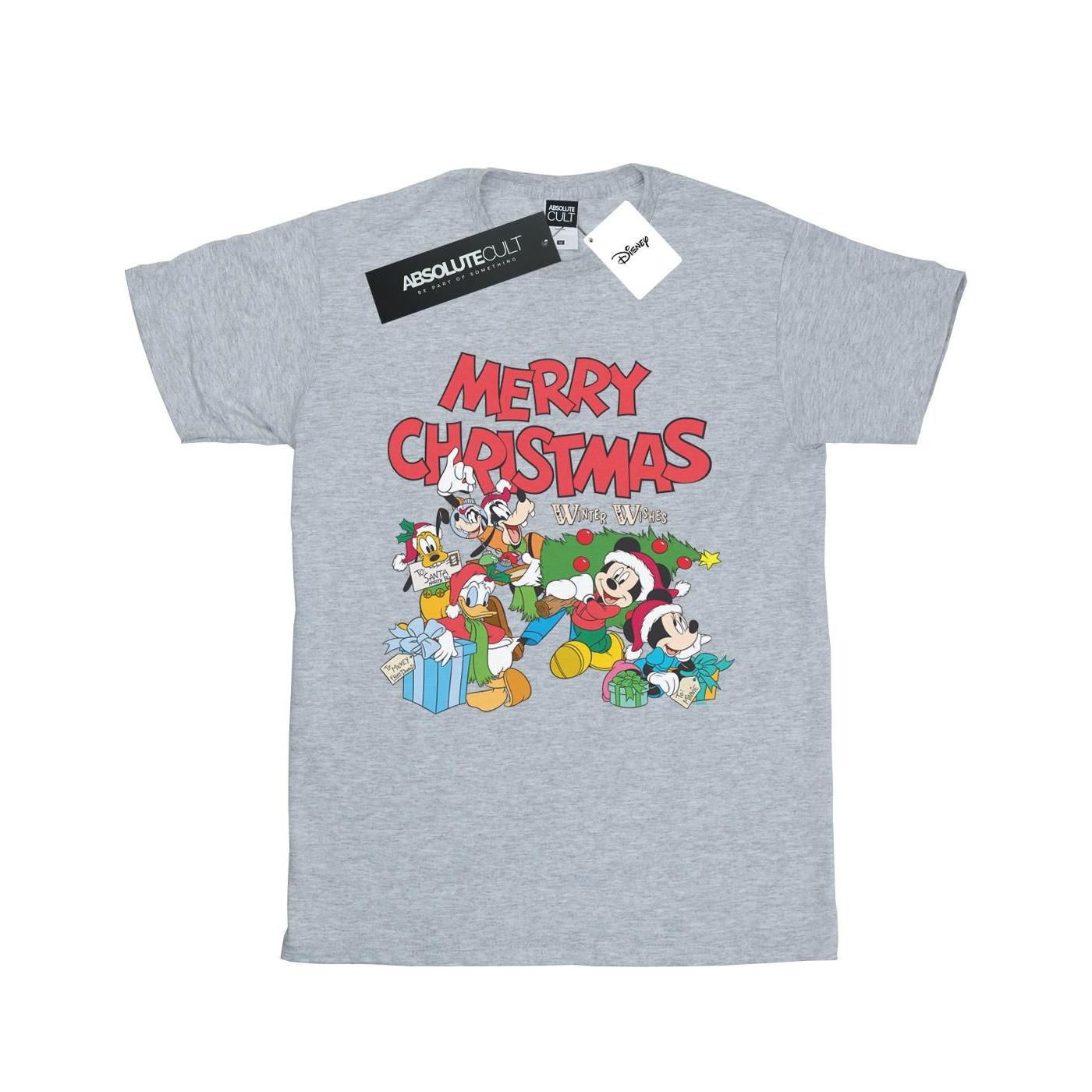 Image of Mickey And Friends Winter Wishes Tshirt Damen Grau 3XL