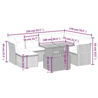 VidaXL Ensemble de canapés de jardin rotin synthétique  