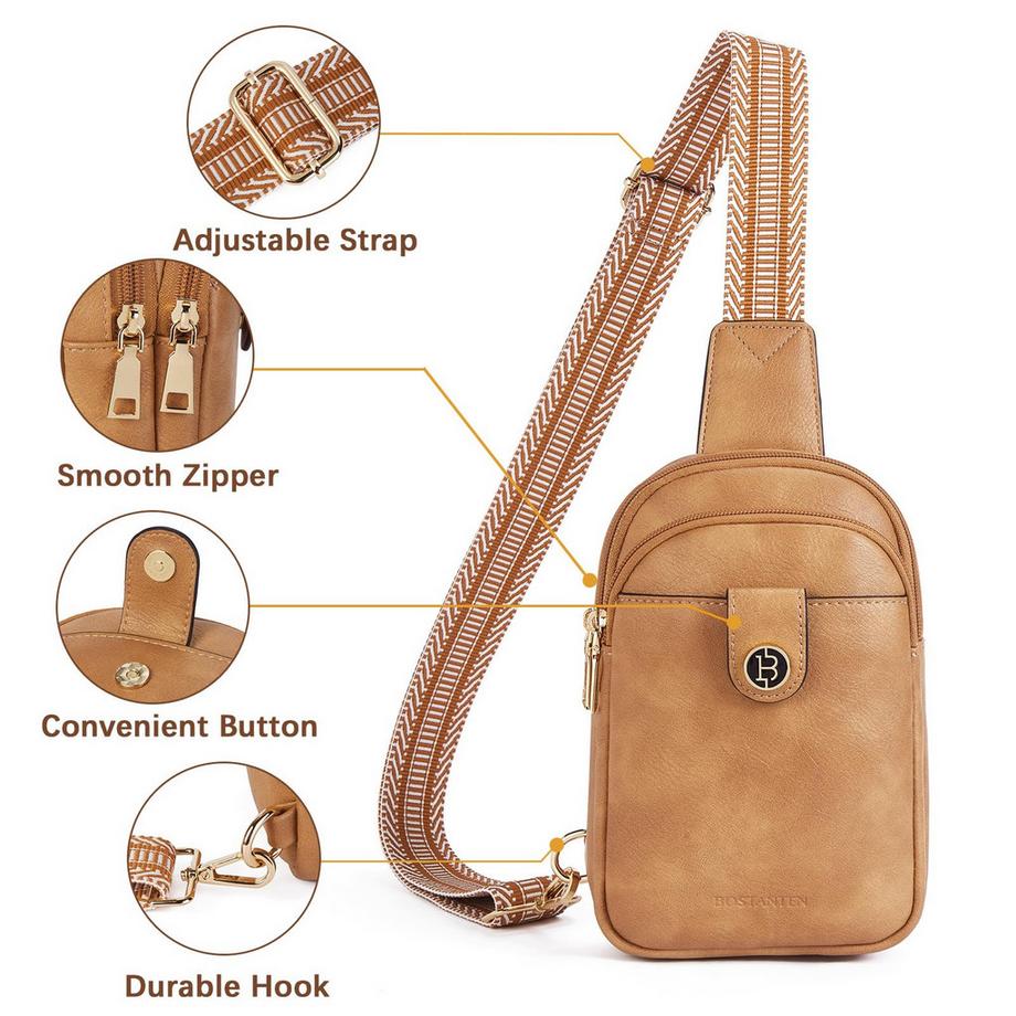 Only-bags.store PU Leder Sling Bag Brust Schulter Rucksack  