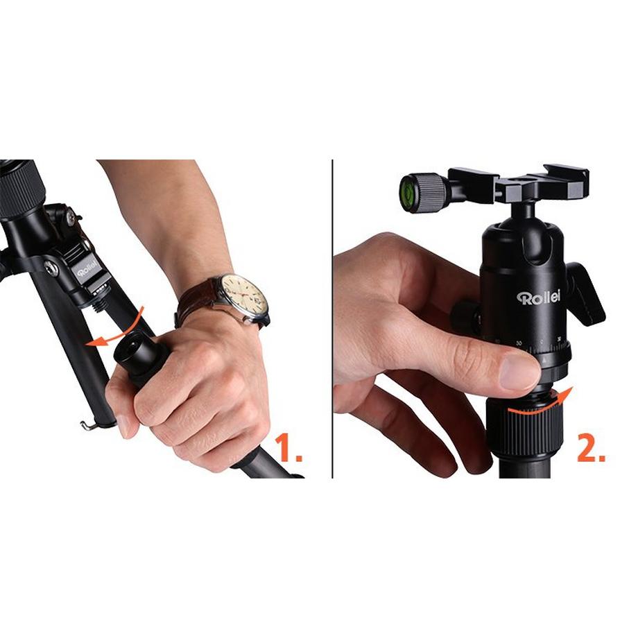 Rollei  Rollei Compact Traveler No. 1 Carbon treppiede Fotocamere digitali/film 3 gamba/gambe Nero, Arancione 