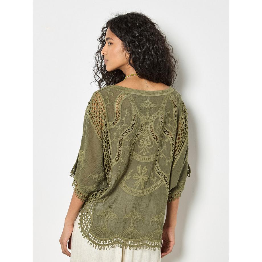 APRICOT Top in misto cotone con ricamo all'uncinetto  