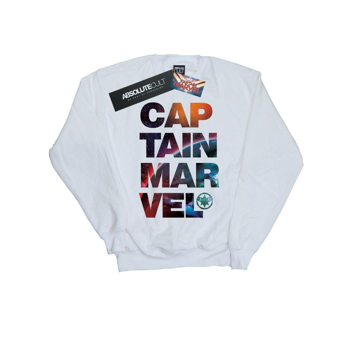 Image of Captain Space Text Sweatshirt Unisex Weiss 152-158