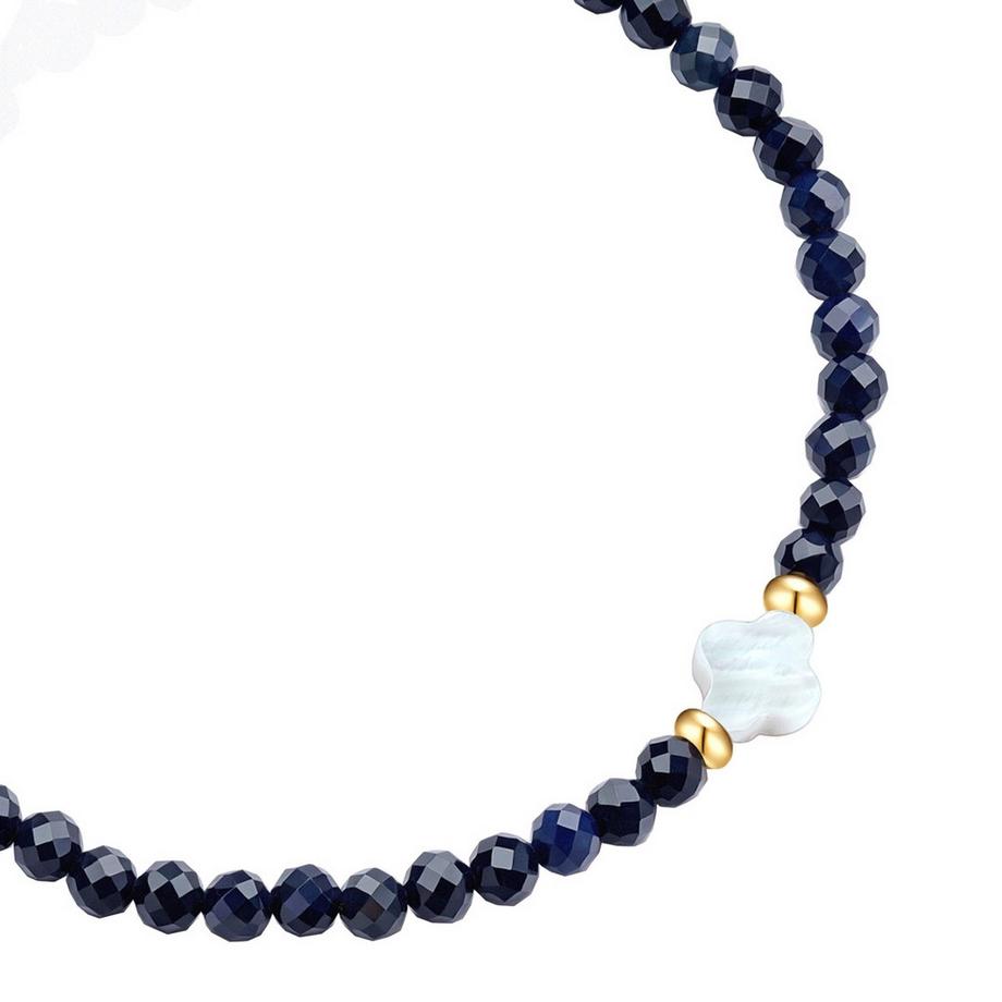 Glanzstücke München  Bracelet Trèfle acier inoxydable saphir perle de coquillage 