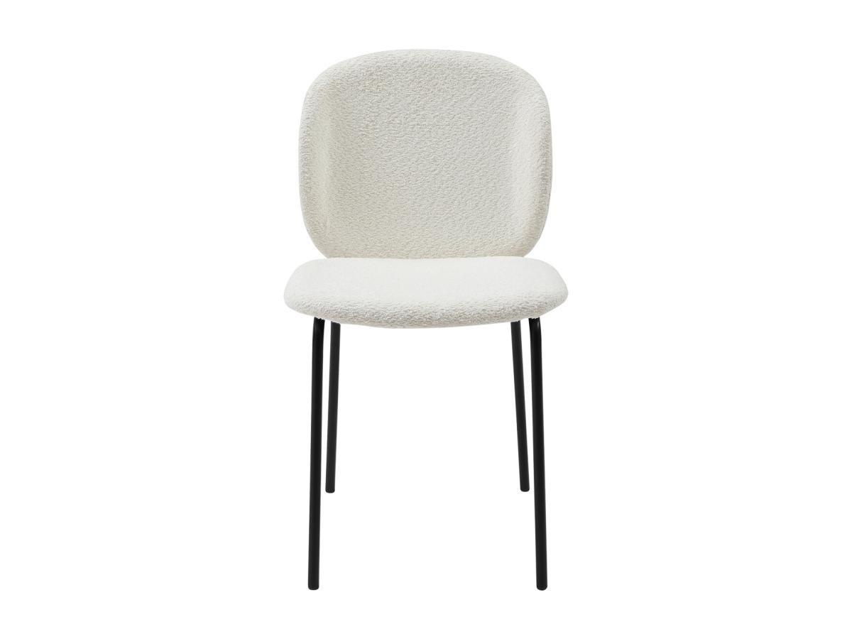 Vente-unique Lot de 6 chaises en tissu bouclette et métal noir - Crème - BEJUMA  