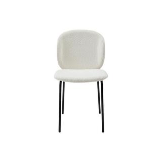 Vente-unique Lot de 6 chaises en tissu bouclette et métal noir - Crème - BEJUMA  