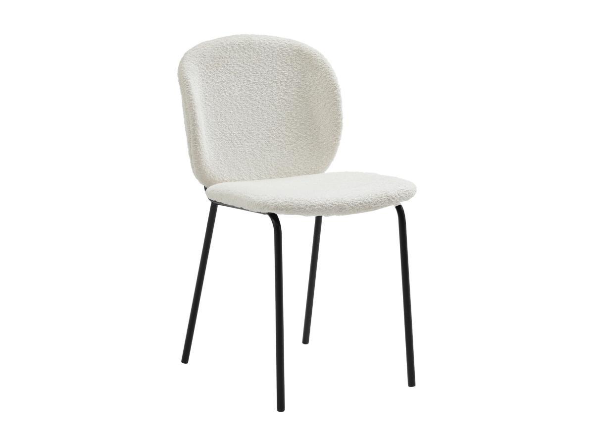 Vente-unique Lot de 6 chaises en tissu bouclette et métal noir - Crème - BEJUMA  