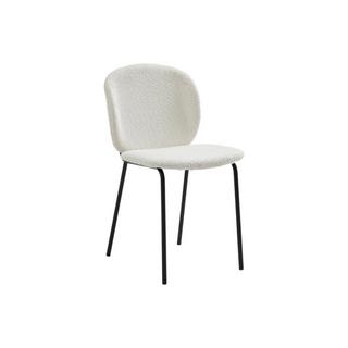 Vente-unique Lot de 6 chaises en tissu bouclette et métal noir - Crème - BEJUMA  