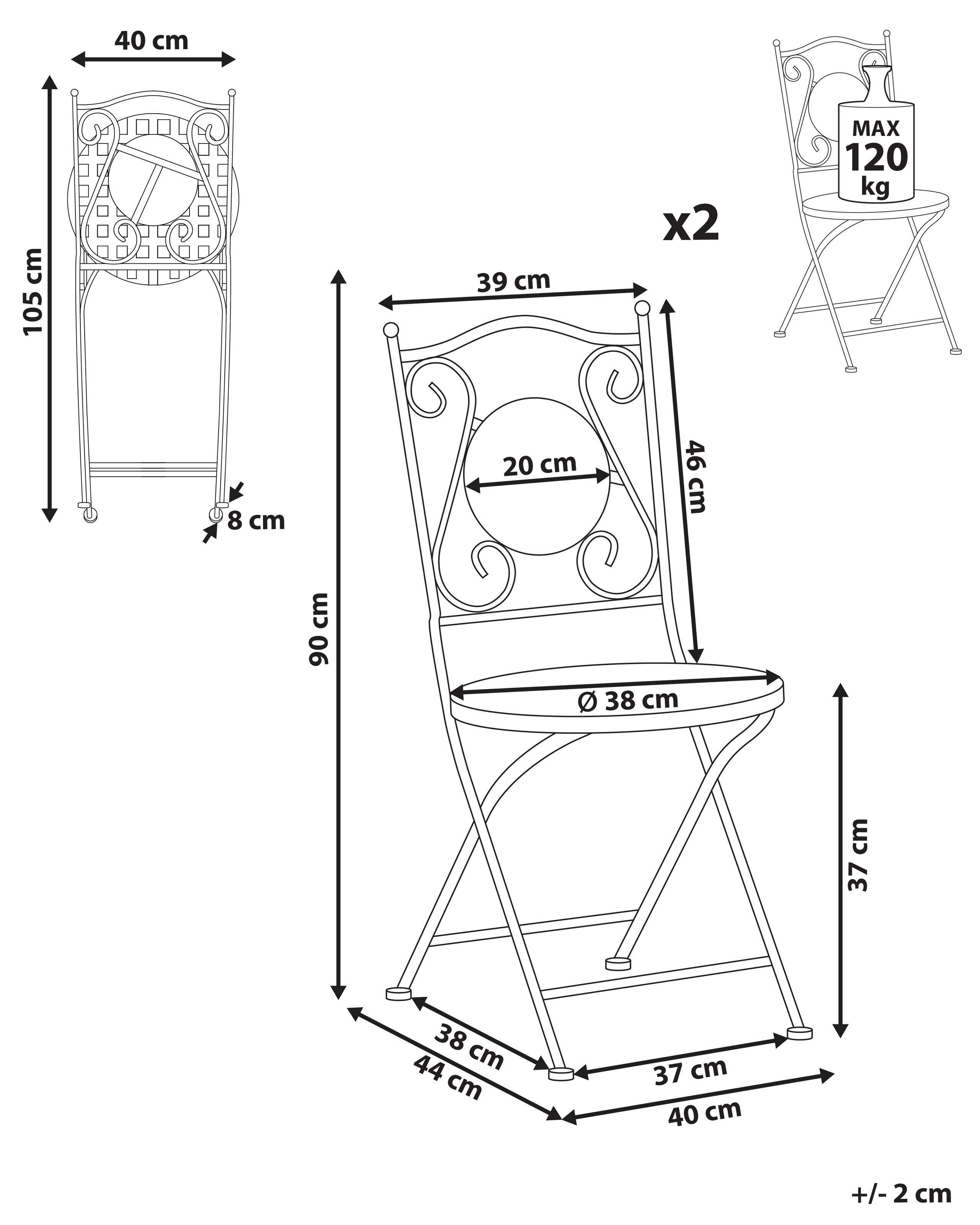 Beliani Lot de 2 chaises en Métal Rétro CASARIO  