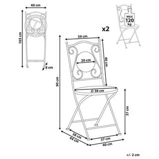 Beliani Lot de 2 chaises en Métal Rétro CASARIO  