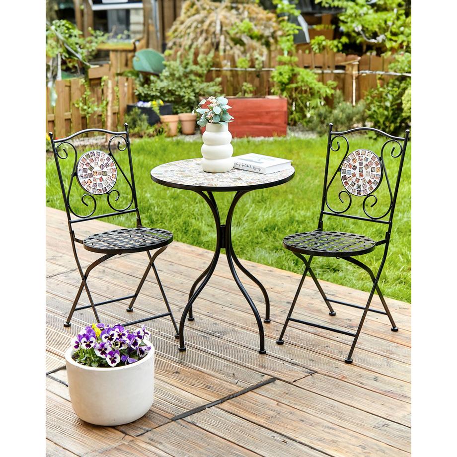 Beliani Lot de 2 chaises de jardin en Métal Rétro CASARIO  