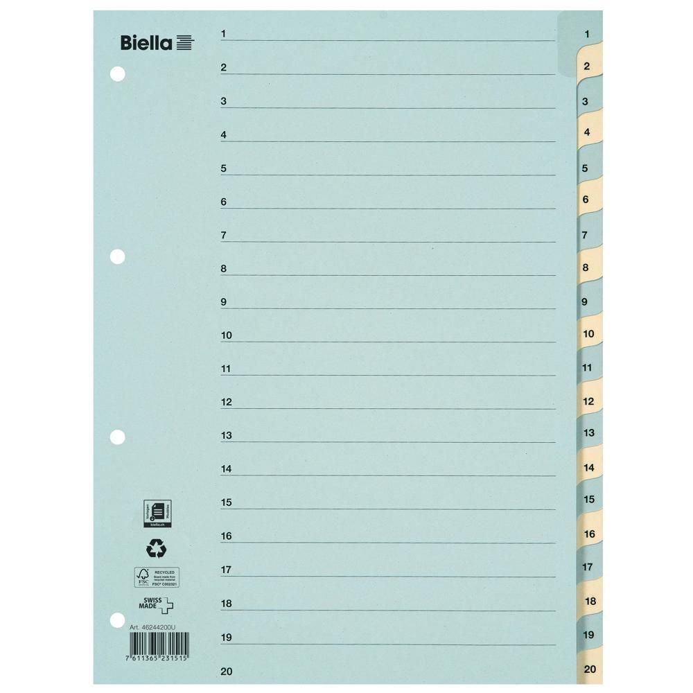 Image of Kartonregister Taben Verstärkt, Teilung 1-20 - X 10 Unisex Blau A4