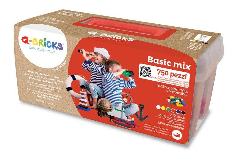 Image of Der gemischte Grundset-Koffer enthält 750 Steine ​​in den Größen 2×4 (240 Stück), 1×4 (150 Stück), 2×2 (150 Stück), 1×2 (120 Stück), 1×1 (90 Stück). in verschiedenen Farben: Verkehrs, Feuer, Verkehrsgelb, Signal, Himmel und Rein.