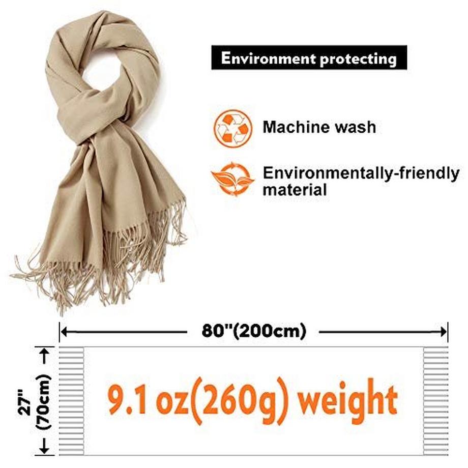 Only-bags.store Sciarpa Calda Invernale Autunnale Tinta Unita con Nappe  