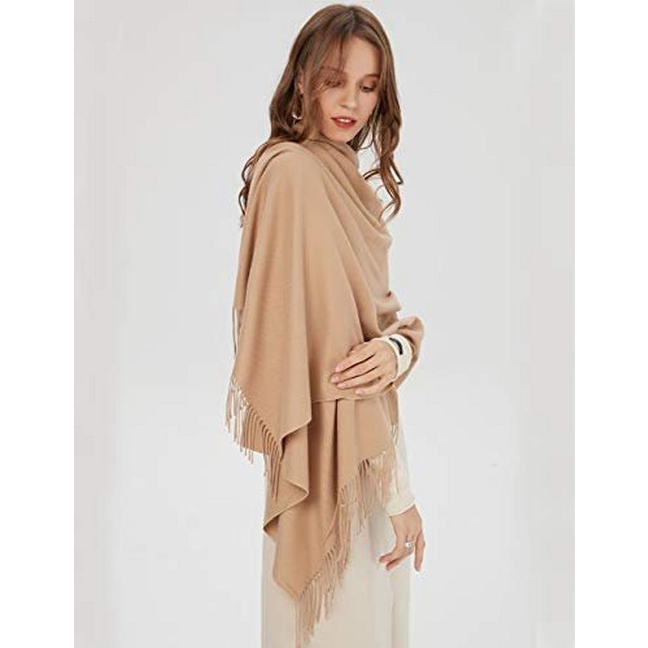 Only-bags.store Sciarpa Calda Invernale Autunnale Tinta Unita con Nappe  