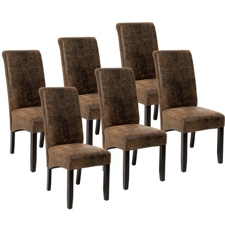 Tectake Lot de 6 chaises aspect cuir  