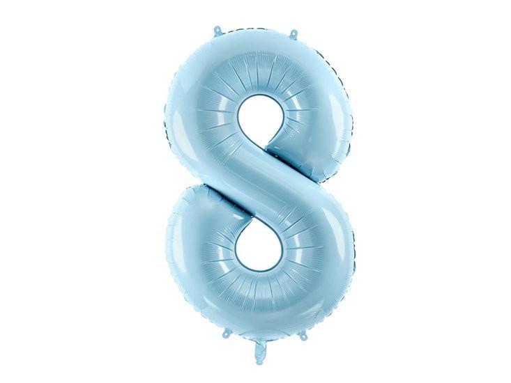 PartyDeco  Ballon Mylar Bleu Pastel Chiffre 8 