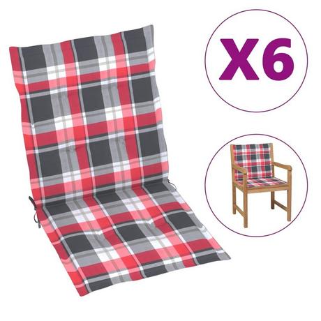 VidaXL Coussins de chaise de jardin 6 pcs Carreaux 100x50x3 cm  