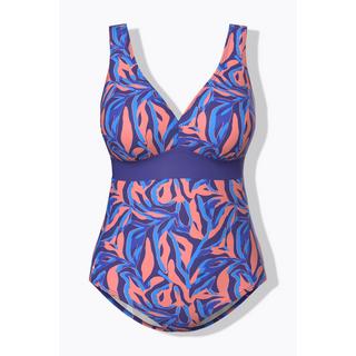 Ulla Popken  Maillot de bain avec bonnets souples, motif corail et décolleté en V, matières recyclées 