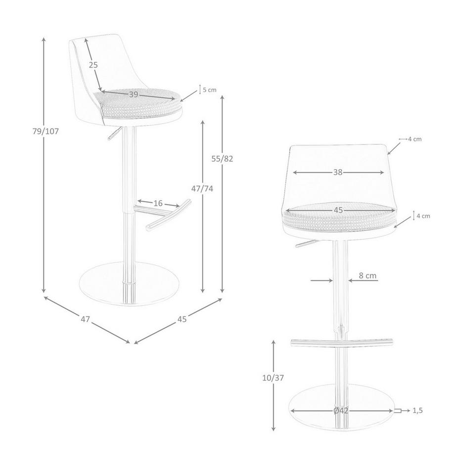 ANGEL CERDA Sgabello girevole in tessuto e similpelle  