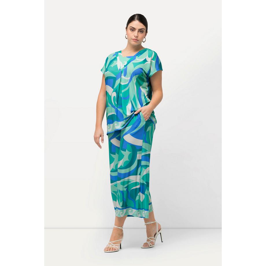 Ulla Popken Culotte Jersey Lunghezza Polpaccio Gamba Larga Vita Elastica  