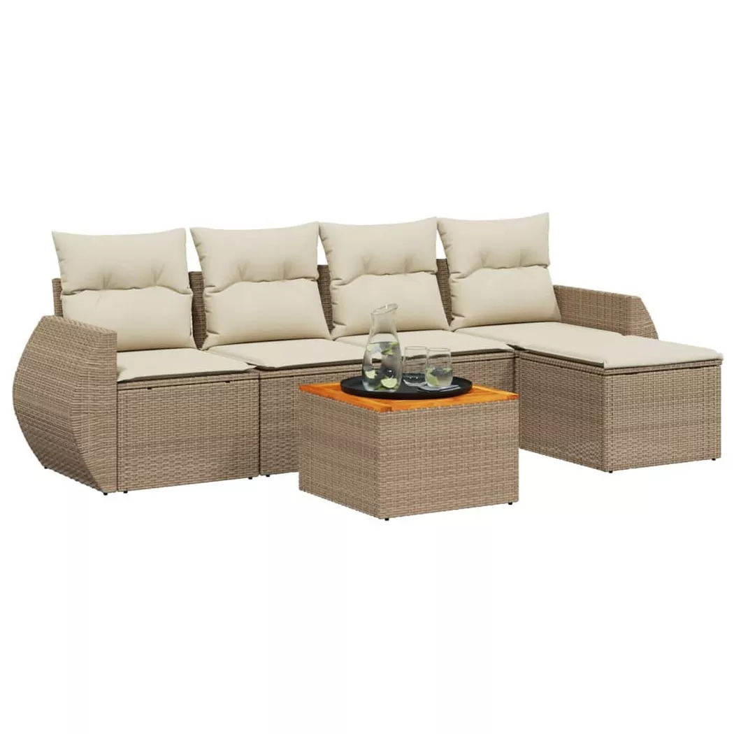 VidaXL - set divano da giardino Polirattan, One Size, Beige