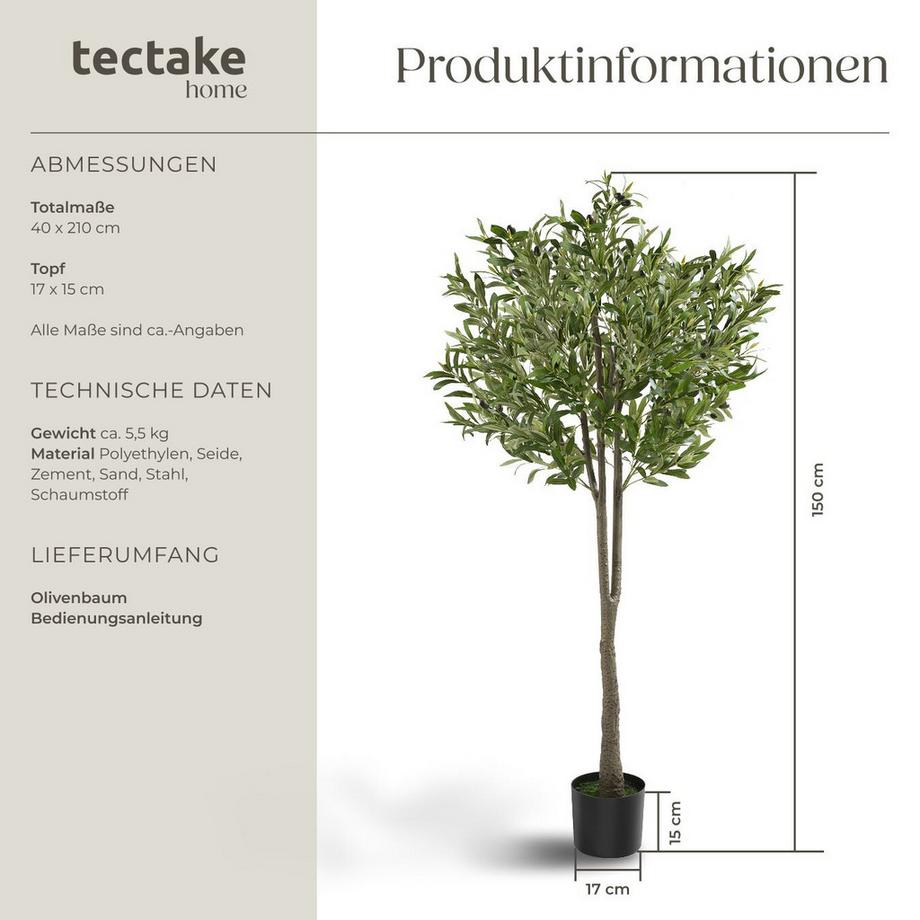 Tectake Olivier artificiel OLEAND design très réaliste  