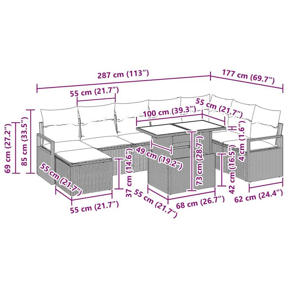 VidaXL Canapé de jardin poly rattan  