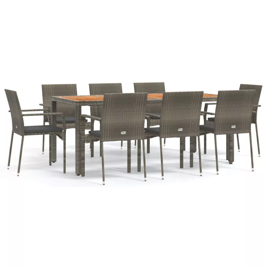Vidaxl - Ensemble à manger de jardin 9 pcs coussins gris résine tressée