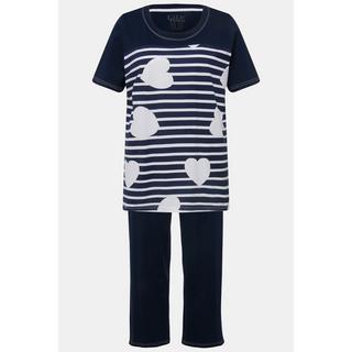 Ulla Popken  Pyjama, Herzen/Streifen, Rundhals, Halbarm 