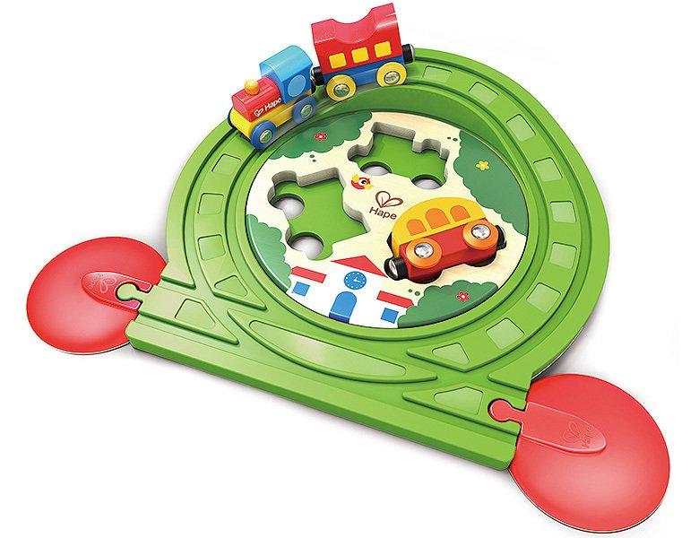 Image of Holz Eisenbahn Schienen-Puzzle Multicolor