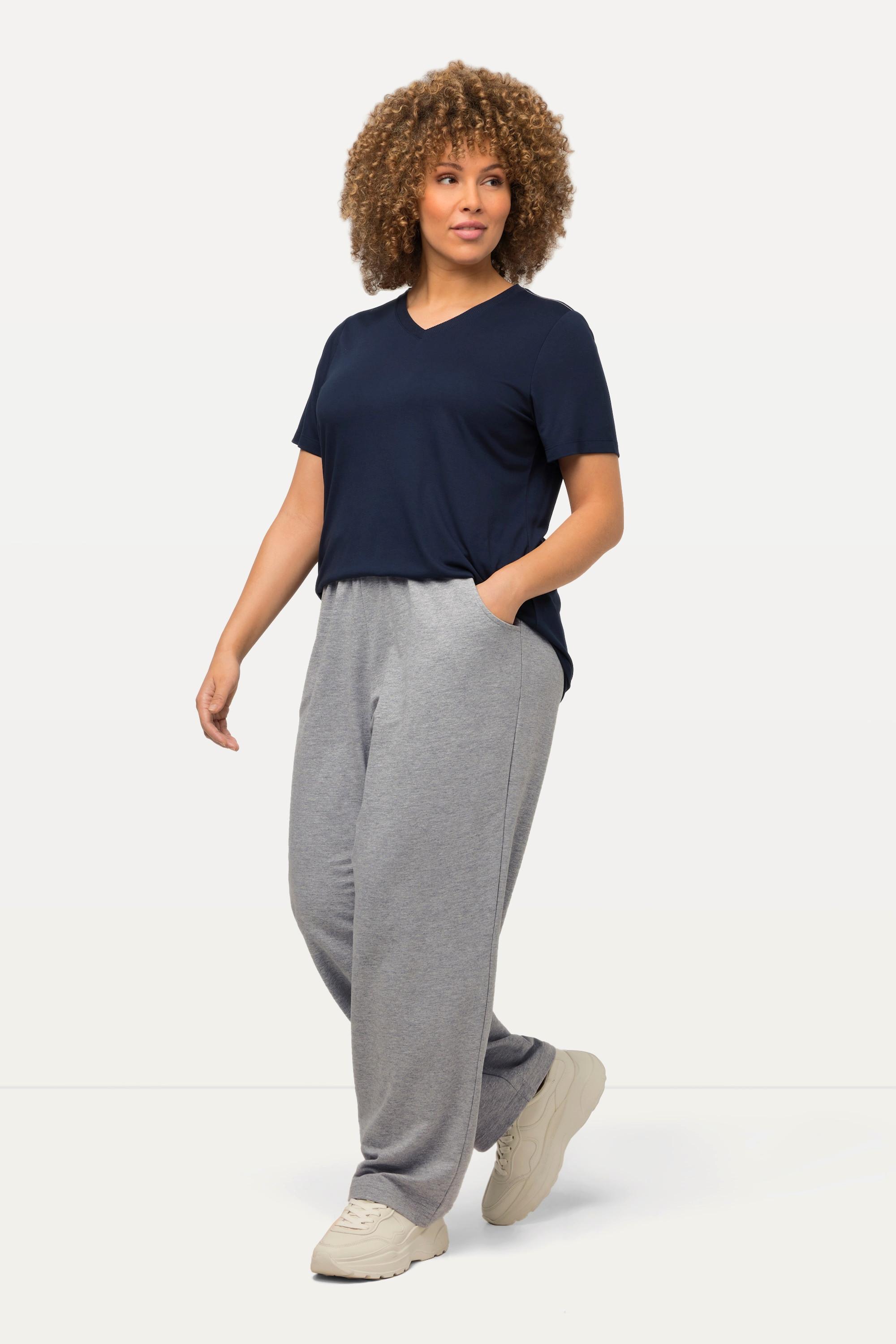 Ulla Popken  Pantalon de jogging à jambes droites et taille élastique 