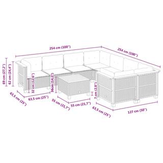 VidaXL Ensemble de canapés de jardin rotin synthétique  