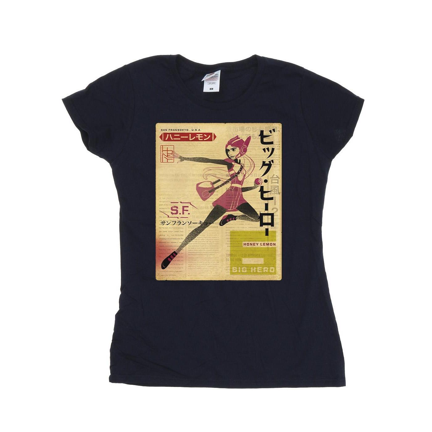 Image of Big Hero 6 Baymax Honey Lemon Newspaper Tshirt Damen Marine XXL