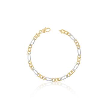 Bracelet Figaro Bicolor Gelb-/Weissgold 750, 22cm, 4.5mm