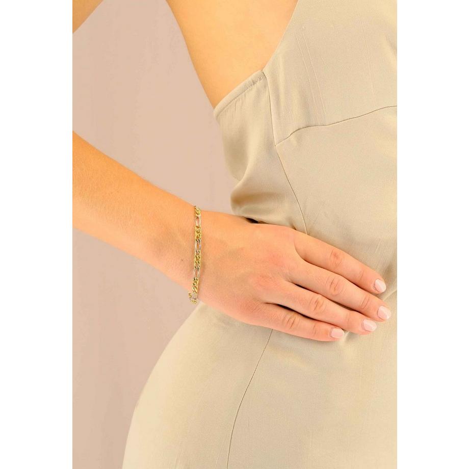 MUAU Schmuck  Bracelet Figaro Bicolor Gelb-/Weissgold 750, 22cm, 4.5mm 