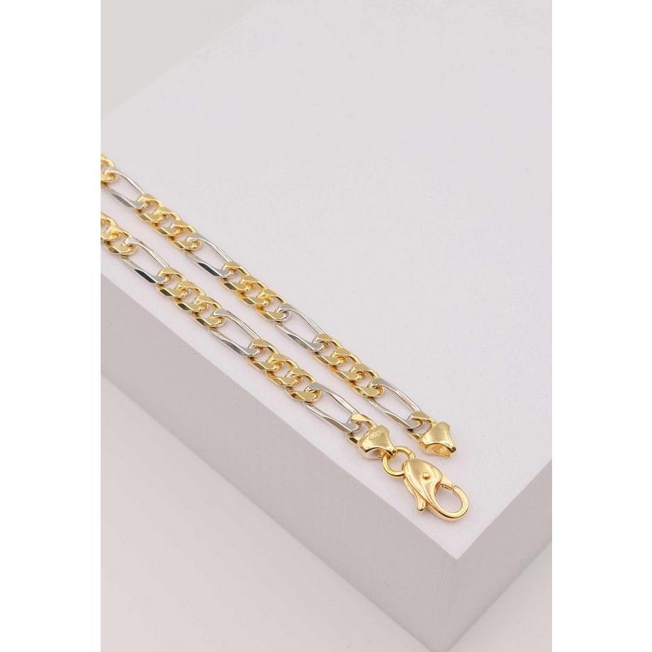 MUAU Schmuck  Bracelet Figaro Bicolor Gelb-/Weissgold 750, 22cm, 4.5mm 