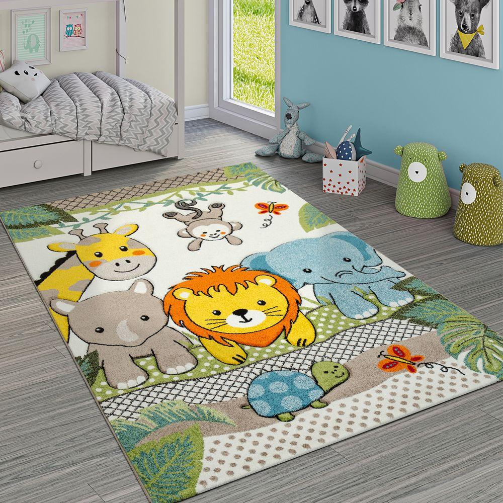 Paco Home Animaux de la jungle de tapis pour enfants à flore courte  