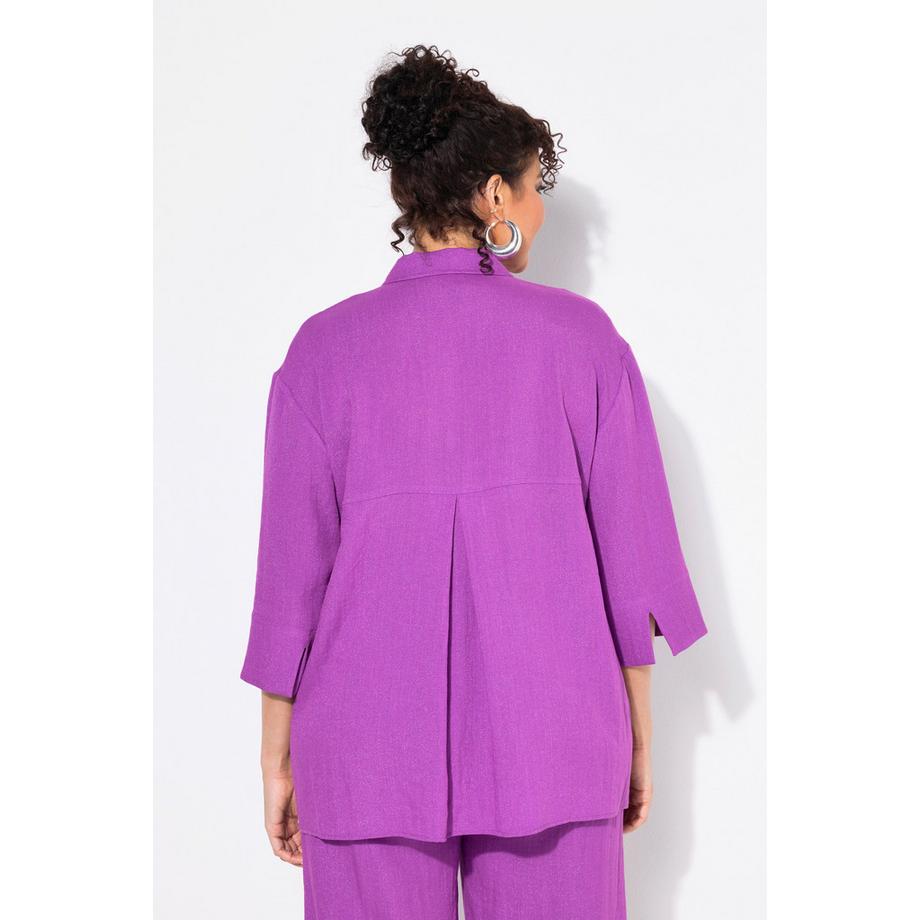 Ulla Popken Hemdbluse Viskosemix Hemdkragen 3/4-Arm  