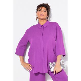 Ulla Popken Chemisier en viscose mélangée Col de chemise Manches 3/4  