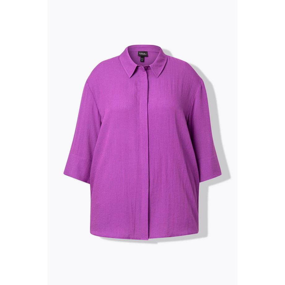 Ulla Popken Hemdbluse Viskosemix Hemdkragen 3/4-Arm  