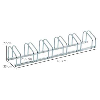 Northio  Portabici Per Un Massimo Di 6 Biciclette Resistente Alle Intemperie, Durevole, Montaggio A Pavimento E A Parete, Acciaio, Argento, 179X33X27 Cm 