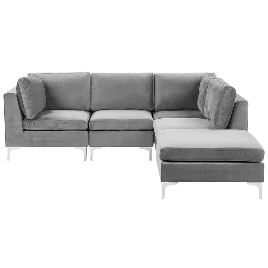 Linksseitiges Ecksofa mit Ottomane aus Samtstoff  EVJA